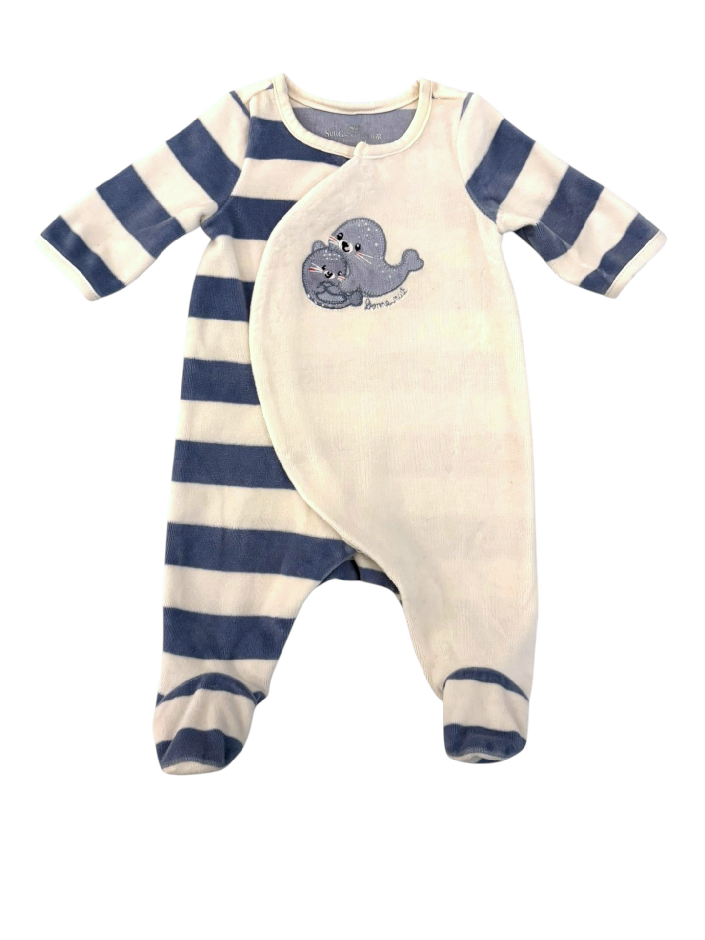 Sergent Major Seal Velour Footie size 50cm - second hand baby clothing