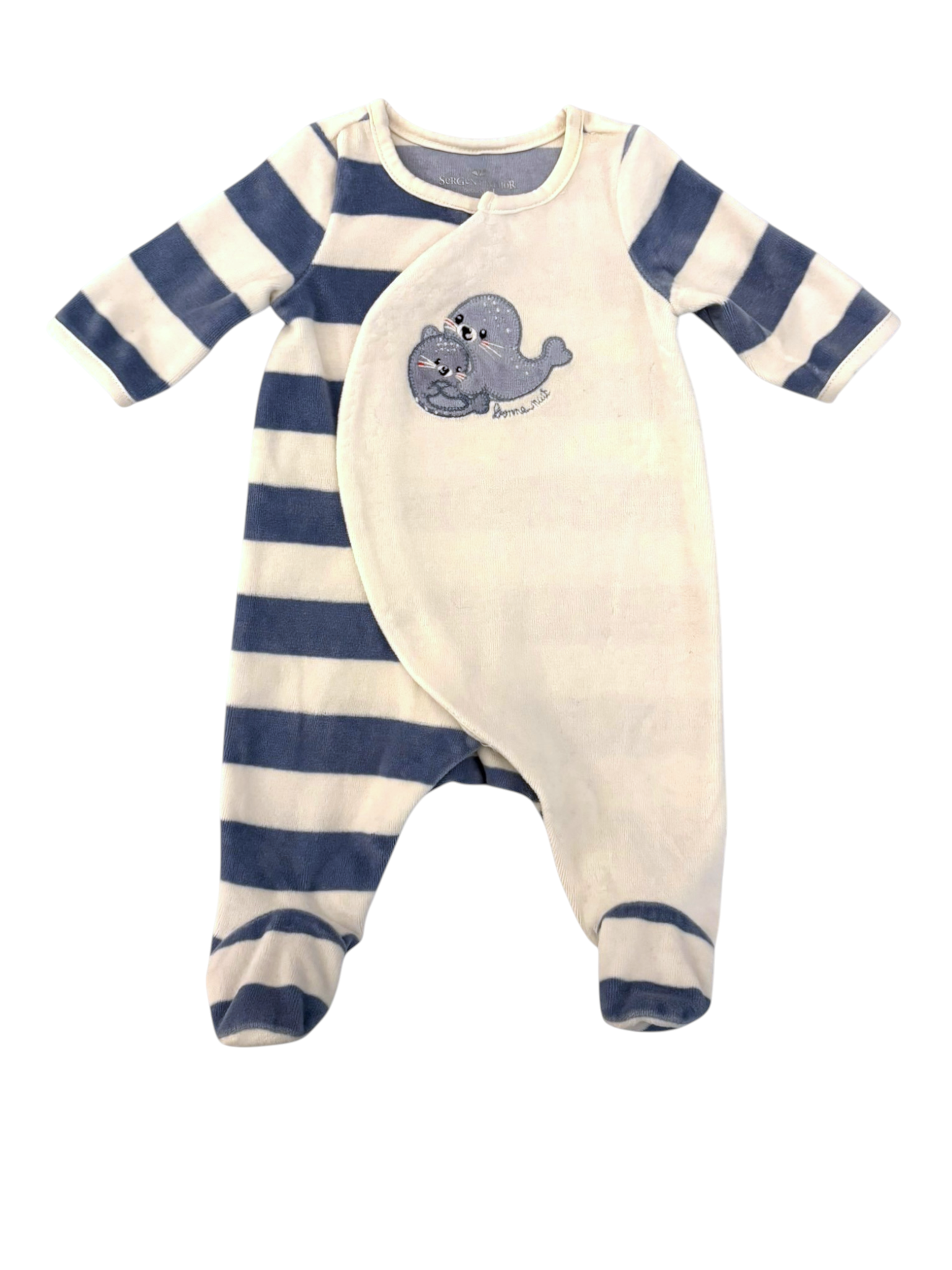 Sergent Major Seal Velour Footie size 50cm - second hand baby clothing