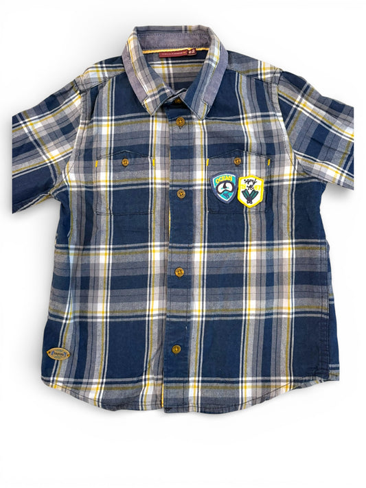 Sergent Major Navy Plaid Shirt with Patches (3Y / 98)