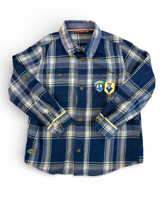 Sergent Major Navy Plaid Shirt with Patches (3Y / 98)