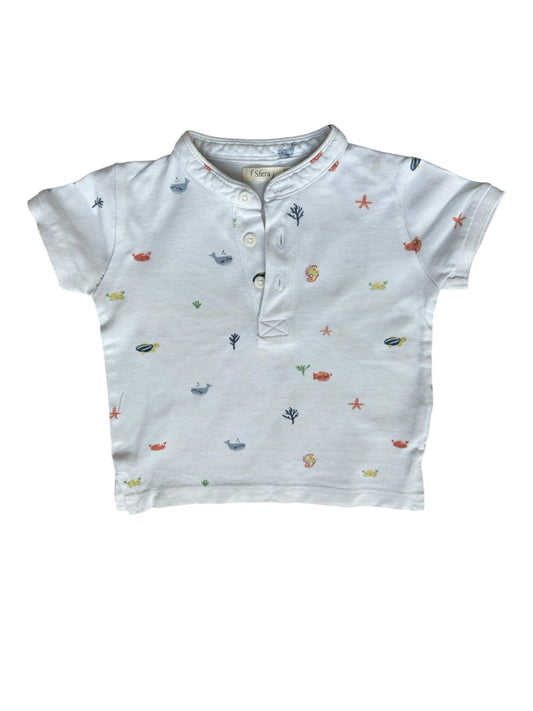 Polo Sfera motif animaux marins blancs (12-18 mois)