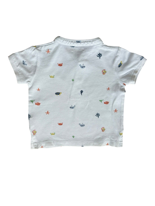 Polo Sfera motif animaux marins blancs (12-18 mois)