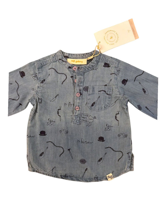 Soft Gallery Unisex Blue Chambray Shirt, 6M - second hand baby clothing