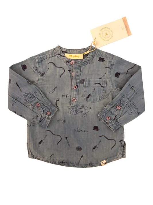 Soft Gallery Unisex Blue Chambray Shirt, 6M - second hand baby clothing