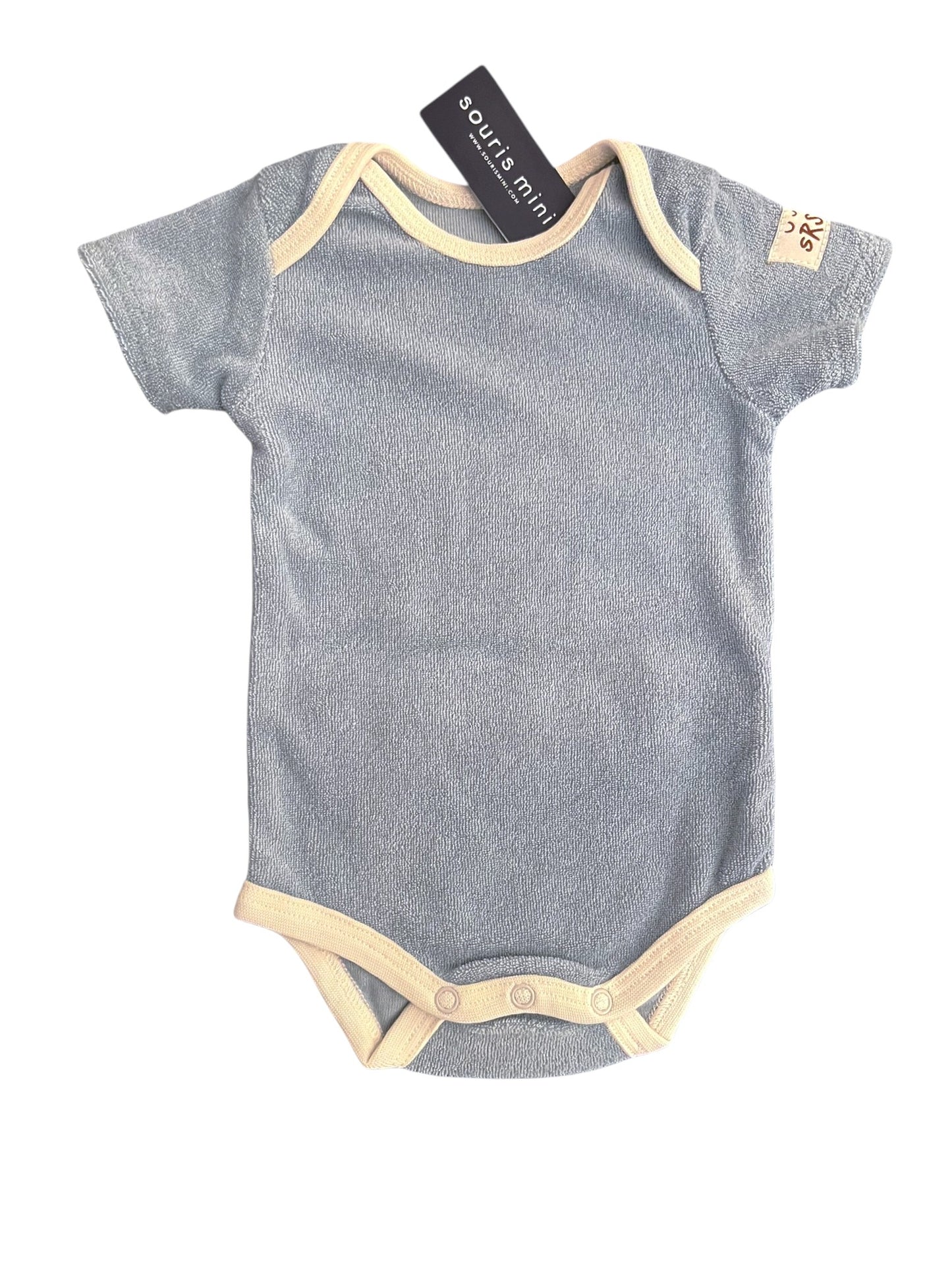 Souris Mini Blue Terrycloth Short Sleeved Bodysuit (0-3M)