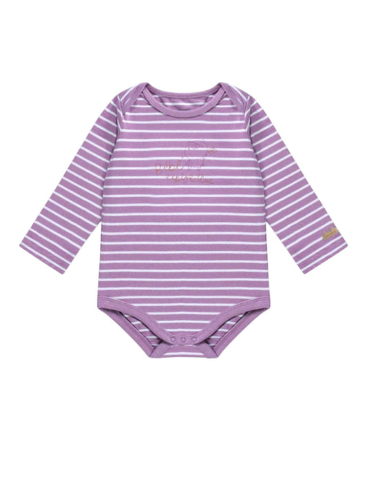 Souris Mini-Bodysuit mit langen Ärmeln und lila Streifen (0–3 M)