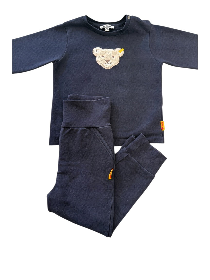 Steiff Boy Navy Bear Top & Trousers Set, 9-12M / 80
