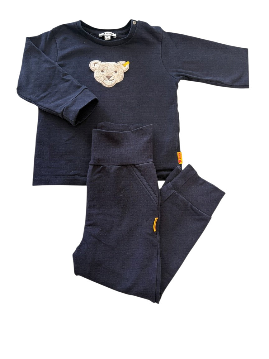Steiff Boy Navy Bear Top & Trousers Set, 9-12M / 80
