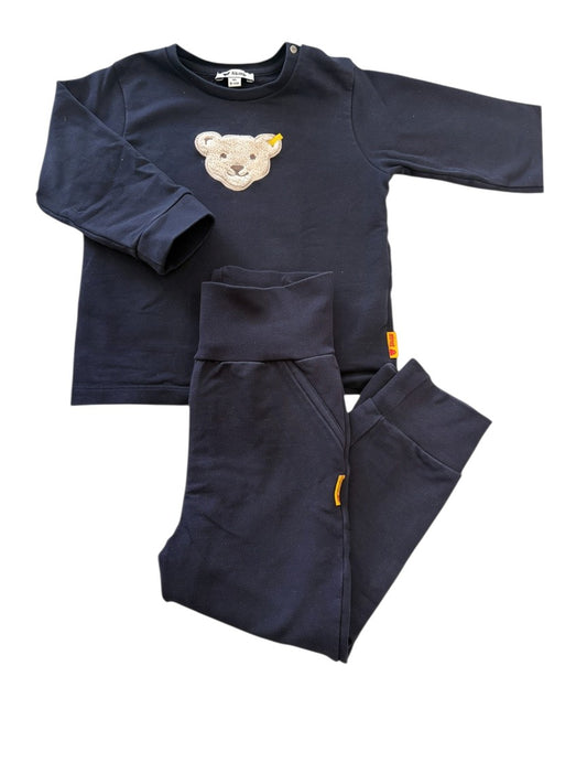 Steiff Boy Navy Bear Top & Trousers Set, 9-12M / 80