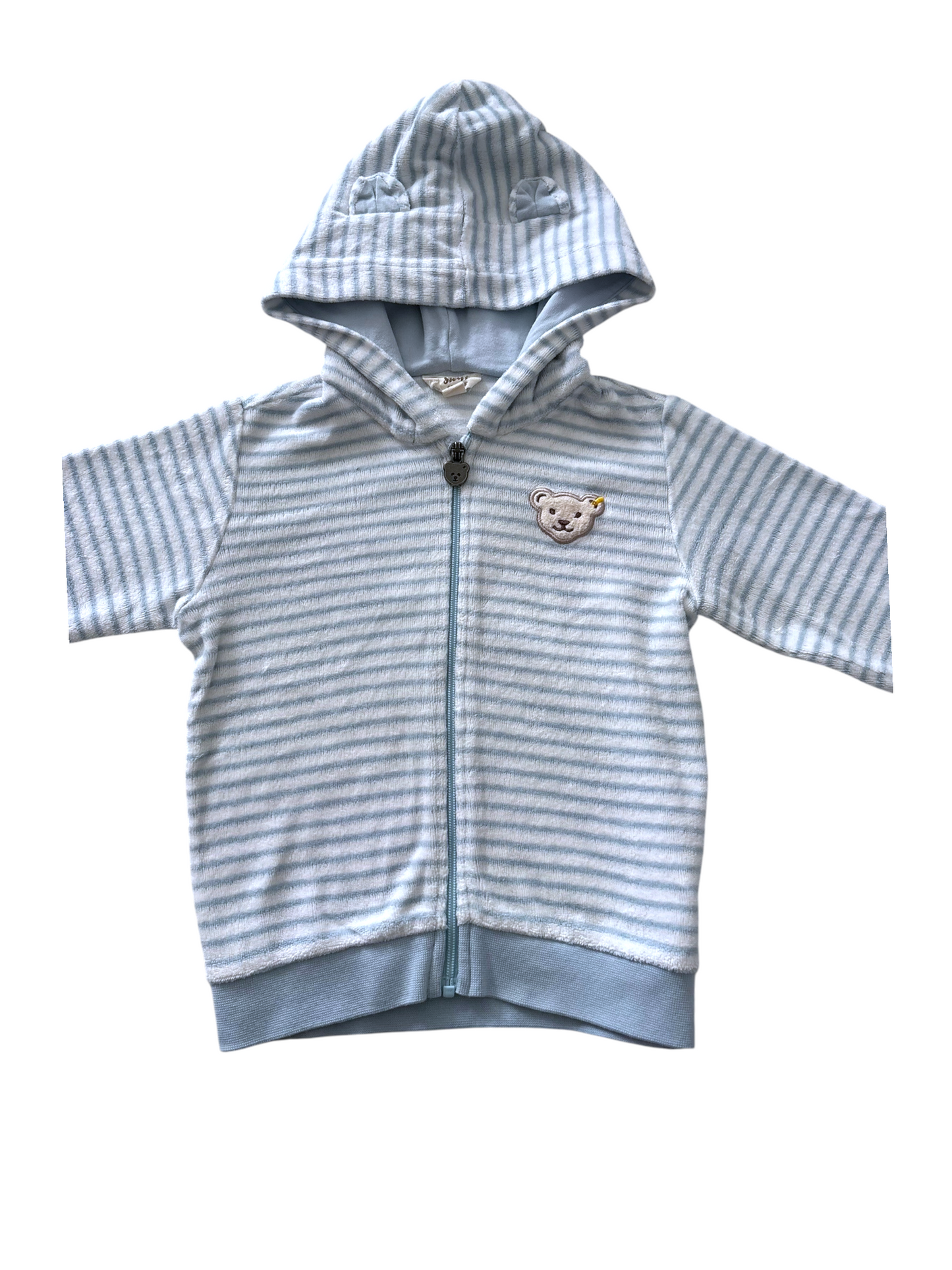 Steiff Unisex Pale Blue Striped Hooded Jacket, 74
