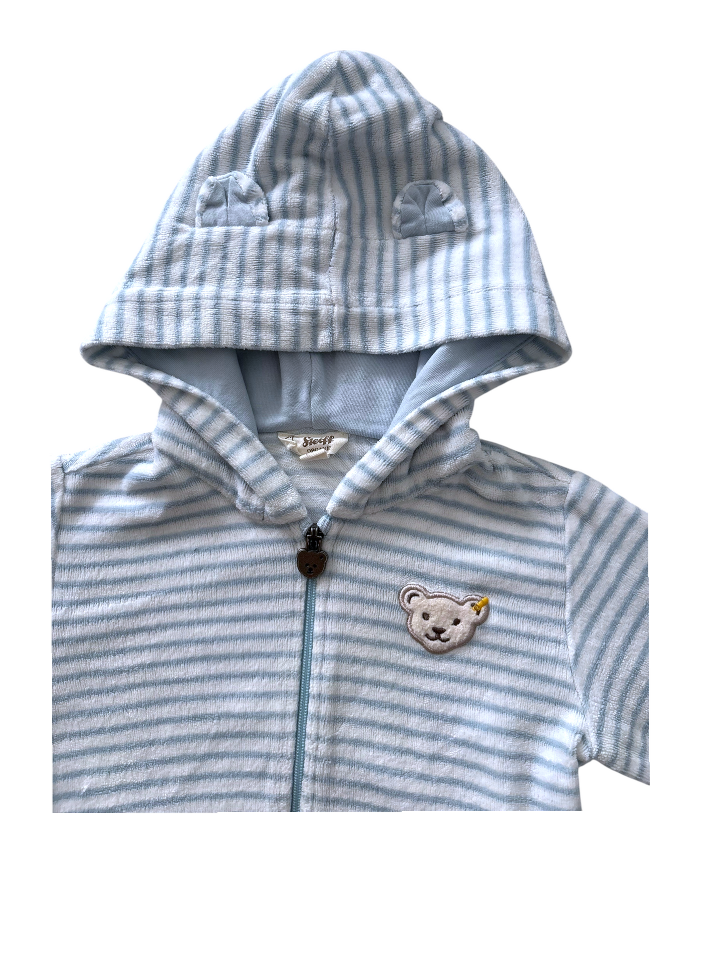 Steiff Unisex Pale Blue Striped Hooded Jacket, 74