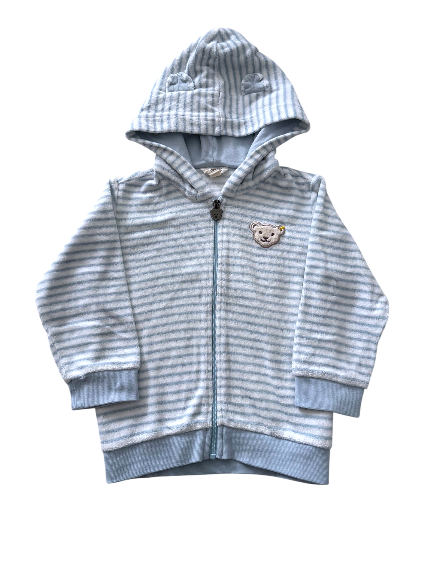 Steiff Unisex Pale Blue Striped Hooded Jacket, 74