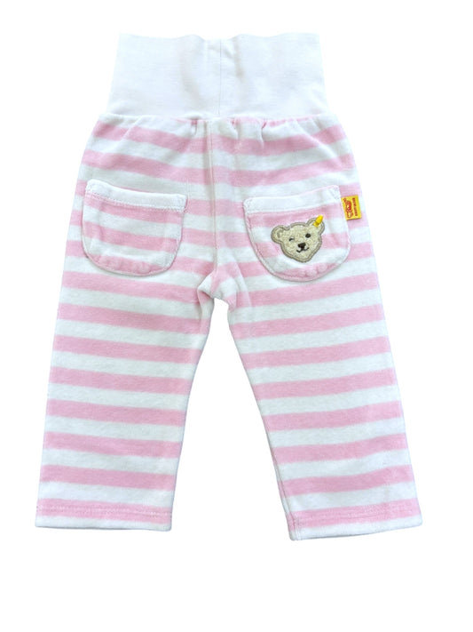 Steiff Pink White Stripe Velour Pants (6M)