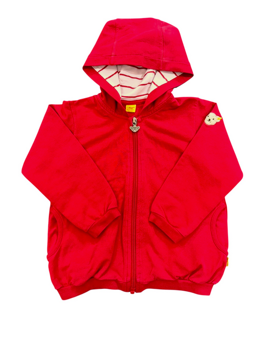 Steiff Red Hooded Zip Jacket (18M) - second hand baby clothing