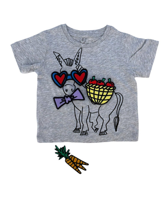 Stella McCartney Grey Donkey T-Shirt with Velcro Patches size 2Y - second hand baby clothing