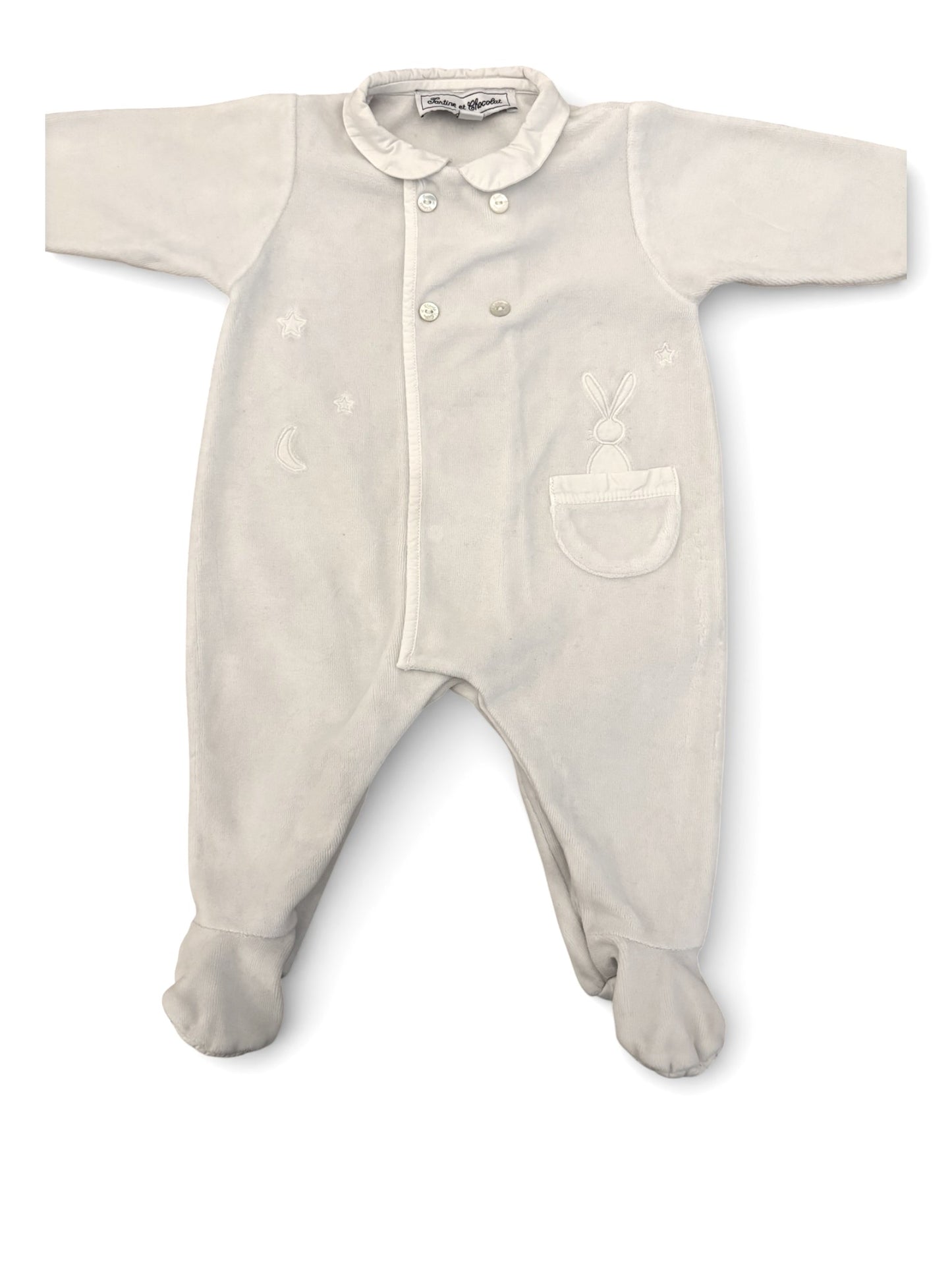 Tartine et Chocolat Weißer Velours-Pyjama (3M)