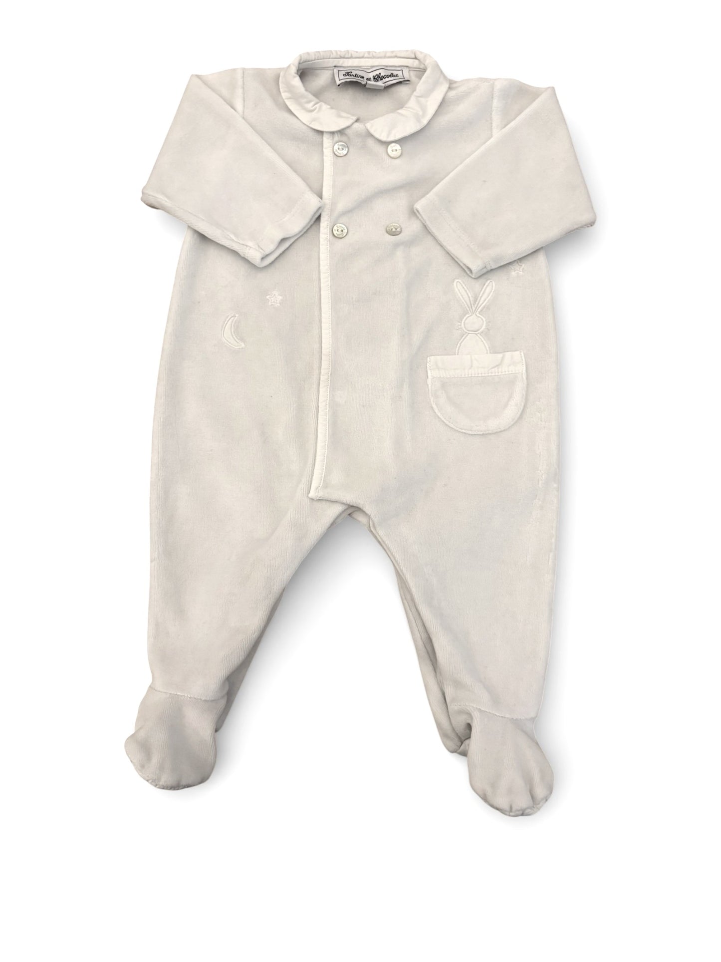 Tartine et Chocolat Weißer Velours-Pyjama (3M)