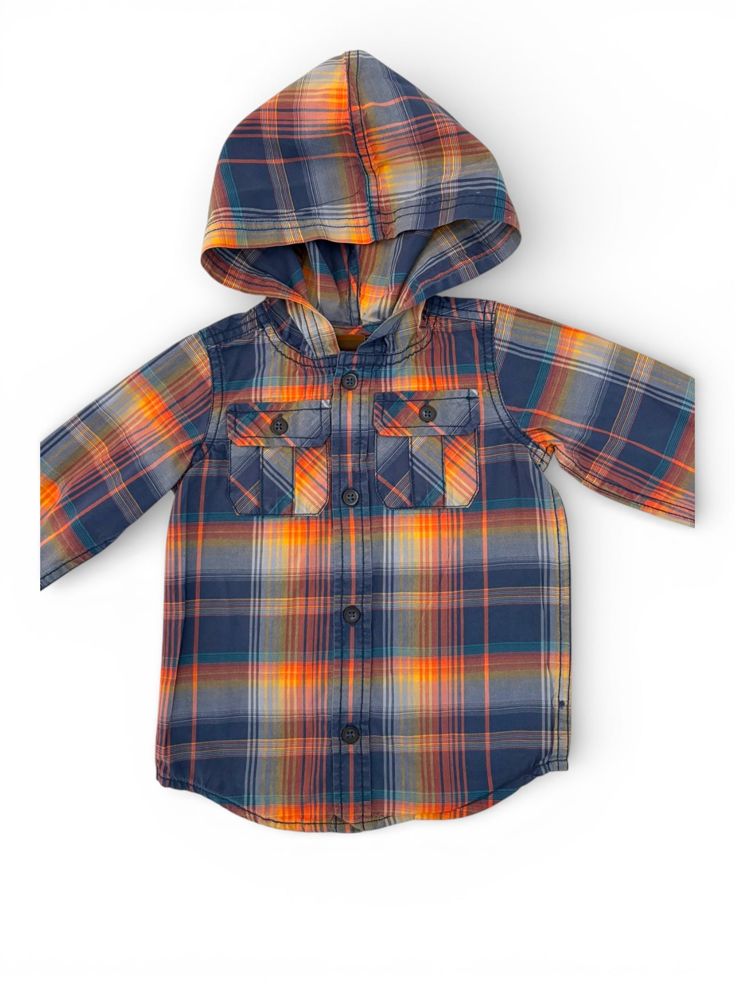 Tea Collection Plaid Hooded Shirt (18-24M)
