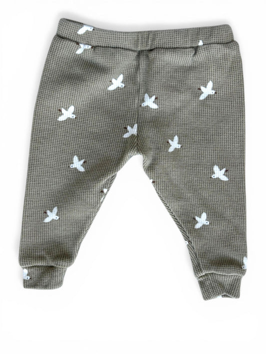 Topette Créations Grey Bird Waffle Pants (6M)