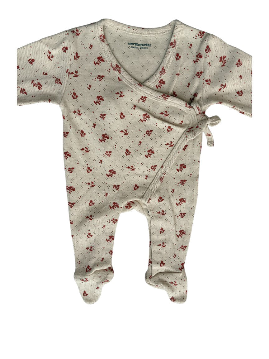 Vertbaudet Beige Floral Romper & Hat Outfit (50 / Newborn)