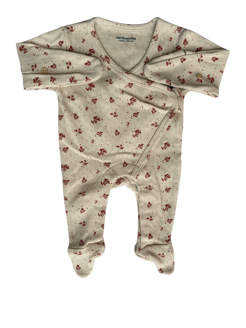 Vertbaudet Beige Floral Romper & Hat Outfit (50 / Newborn)