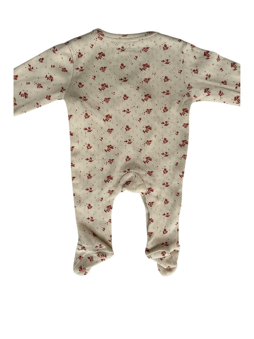 Vertbaudet Beige Floral Romper & Hat Outfit (50 / Newborn)
