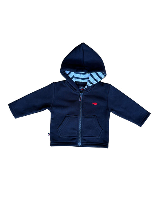 Weekend à la Mer Navy Hooded Zip Sweatshirt (6M)