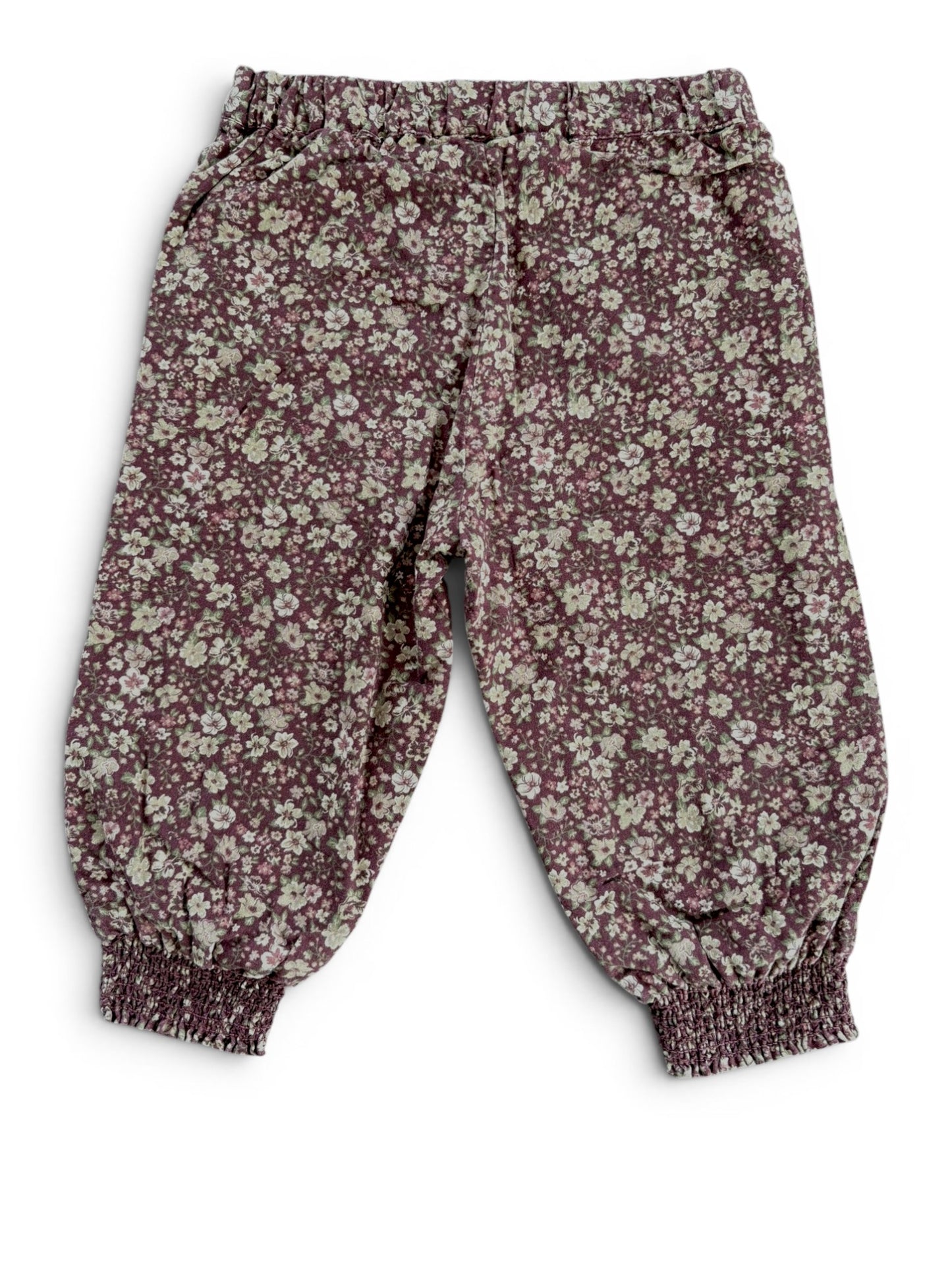 Pantalon Harem fleuri prune blé (18M / 86)