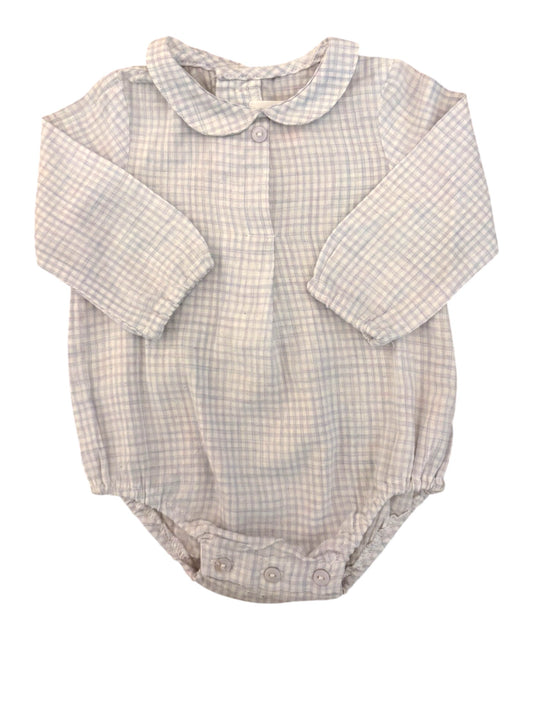 Zara Beige Gingham Collared Romper (1-3M)