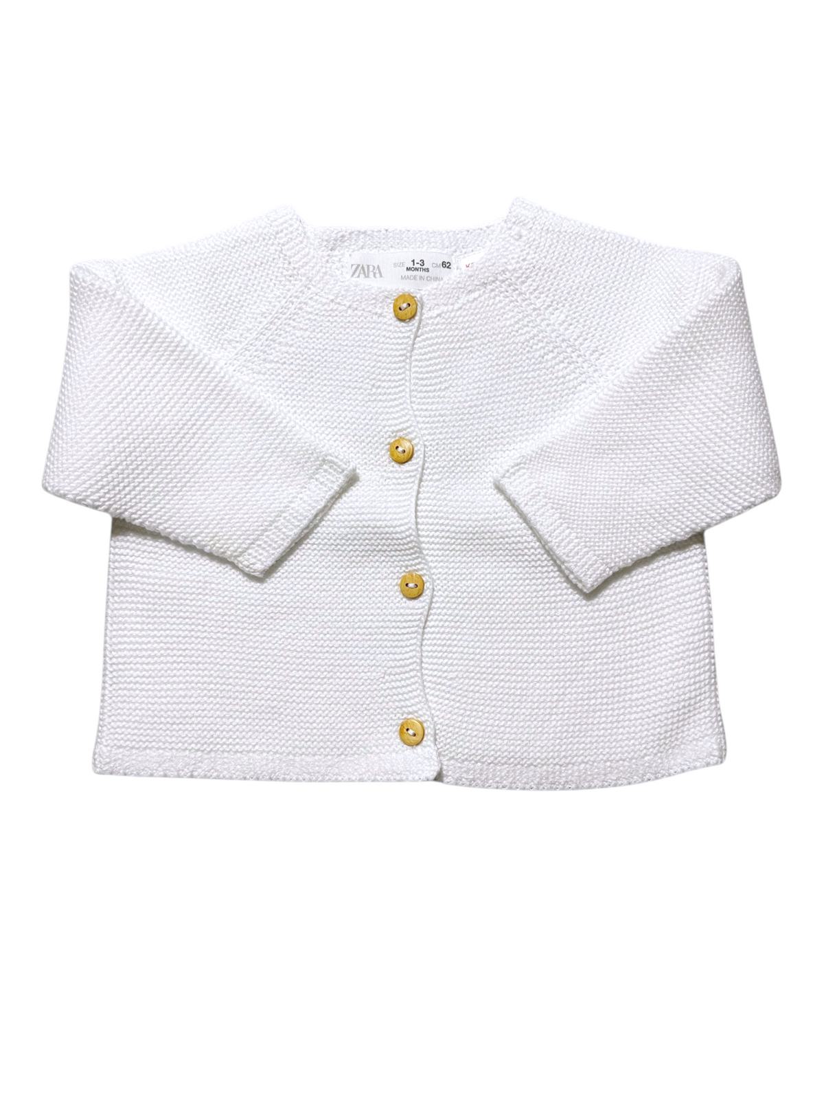 Zara White Knit Cardigan, 1-3M - second hand baby clothing