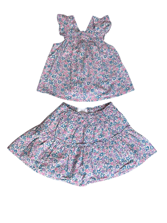 Zara Pink Floral Dress Skirt Set size 18-24M / 92 - second hand baby clothing