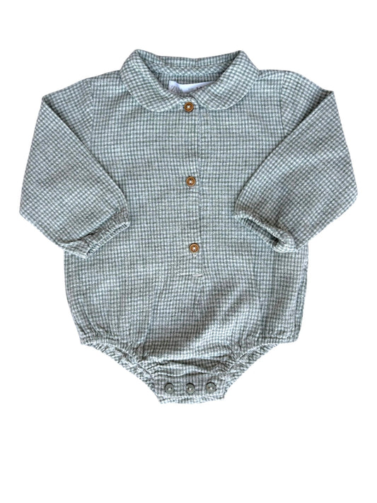 Zara Green Gingham Collared Romper (1-3M)
