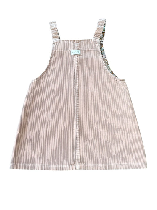Zara Girl Dusty Pink Floral-Lined Corduroy Pinafore Dress, 2-3Y / 98 - second hand baby clothing