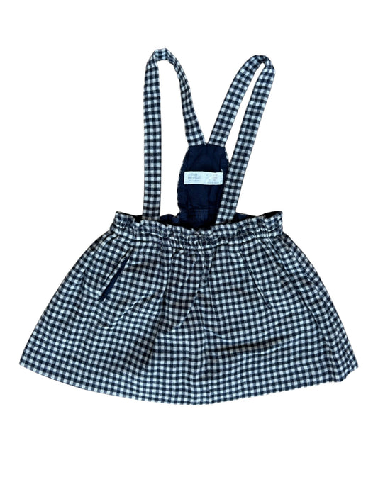 Zara Navy Gingham Pinafore Skirt (2M)