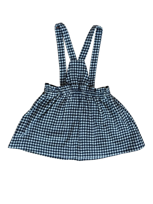Zara Navy Gingham Pinafore Skirt (2M)