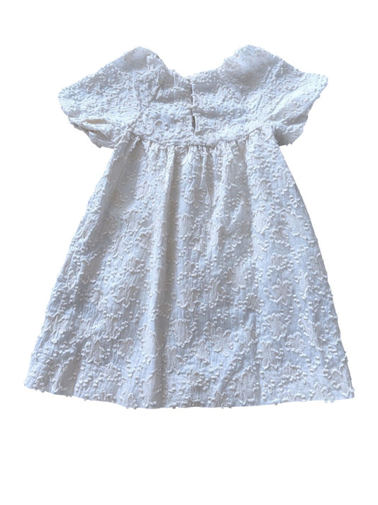 Zara Girl Ivory Textured Floral Jacquard Dress, 3-4Y / 104 - second hand baby clothing