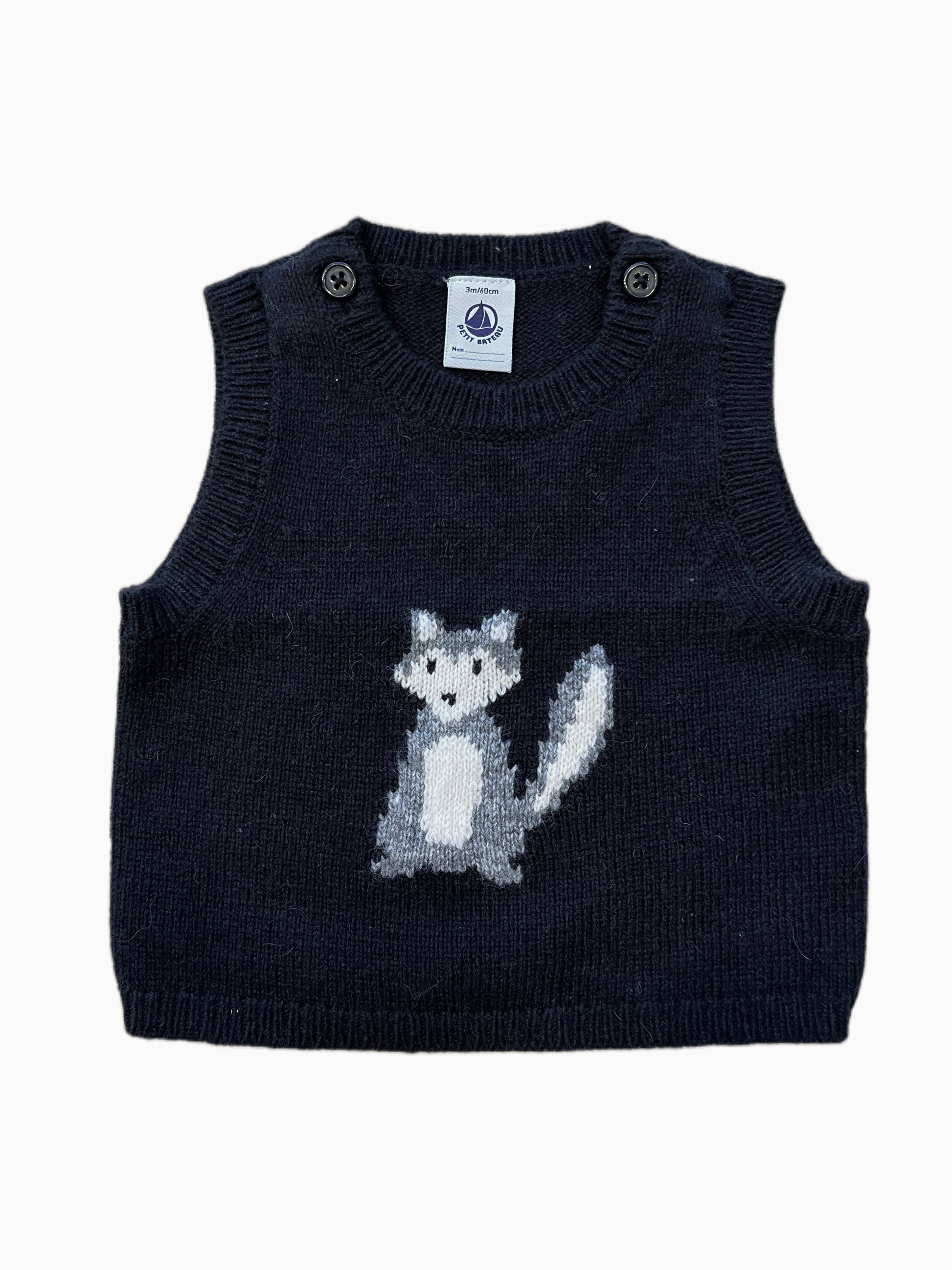 Petit Bateau wool gilet with wolf motif