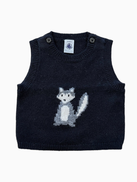 Petit Bateau wool gilet with wolf motif